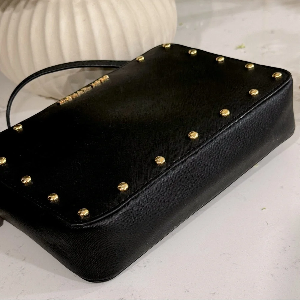 Michael Kors Sandrine Stud MK Crossbody Bag Purse Saffiano Leather